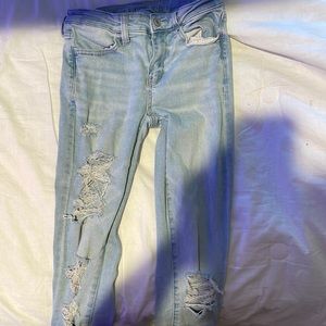 these are American Eagle jeans size 0, but extremely stretchy